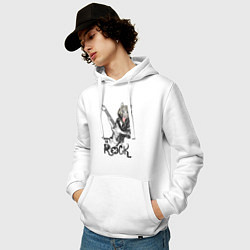 Толстовка-худи хлопковая мужская Tiger: born to rock, цвет: белый — фото 2