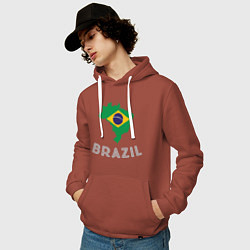 Толстовка-худи хлопковая мужская Brazil Country, цвет: кирпичный — фото 2