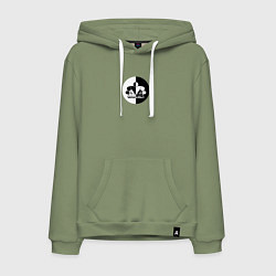 Толстовка-худи хлопковая мужская Street Workout Инь Янь, цвет: авокадо