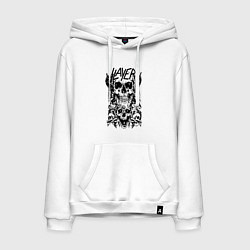 Толстовка-худи хлопковая мужская Slayer Skulls, цвет: белый