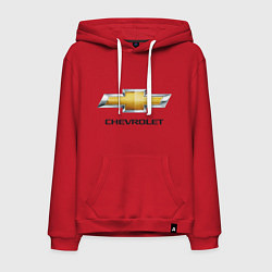 Толстовка-худи хлопковая мужская Chevrolet логотип, цвет: красный