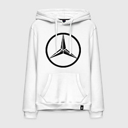 Толстовка-худи хлопковая мужская Mercedes-Benz logo, цвет: белый