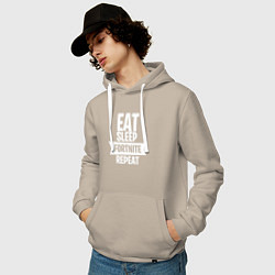 Толстовка-худи хлопковая мужская Eat Sleep Fortnite Repeat, цвет: миндальный — фото 2