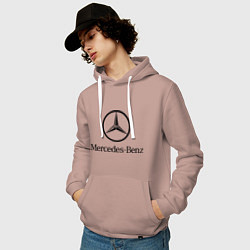 Толстовка-худи хлопковая мужская Logo Mercedes-Benz, цвет: пыльно-розовый — фото 2