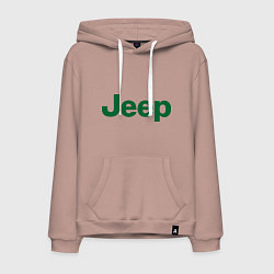 Толстовка-худи хлопковая мужская Logo Jeep, цвет: пыльно-розовый