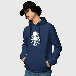 Толстовка-худи хлопковая мужская Кракен-осьминог, цвет: тёмно-синий — фото 2