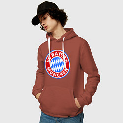 Толстовка-худи хлопковая мужская Bayern Munchen FC, цвет: кирпичный — фото 2