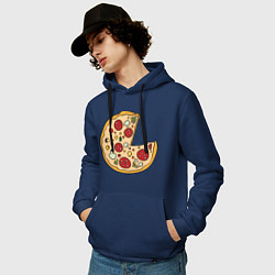 Толстовка-худи хлопковая мужская Пицца парная, цвет: тёмно-синий — фото 2