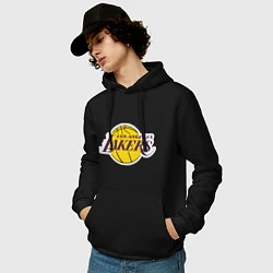 Толстовка-худи хлопковая мужская LA Lakers, цвет: черный — фото 2