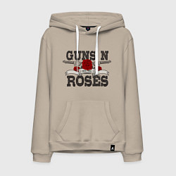 Толстовка-худи хлопковая мужская Guns n Roses: rock'n'roll, цвет: миндальный