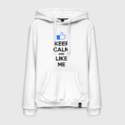 Толстовка-худи хлопковая мужская Keep Calm & Like Me, цвет: белый