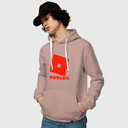 Толстовка-худи хлопковая мужская Roblox Logo, цвет: пыльно-розовый — фото 2