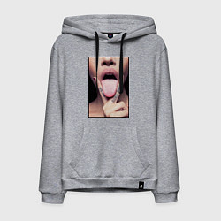 Толстовка-худи хлопковая мужская Кунилингус, цвет: меланж