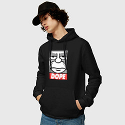 Толстовка-худи хлопковая мужская Homer dope, цвет: черный — фото 2