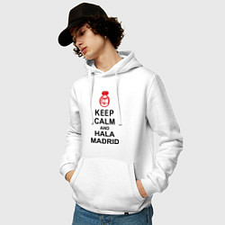 Толстовка-худи хлопковая мужская Keep Calm & Hala Madrid, цвет: белый — фото 2