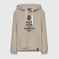 Толстовка-худи хлопковая мужская Keep Calm & Juventus fan, цвет: миндальный