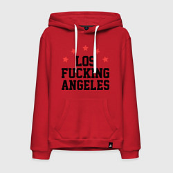 Толстовка-худи хлопковая мужская Los Fucking Angeles цвета красный — фото 1