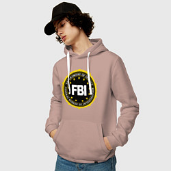 Толстовка-худи хлопковая мужская FBI Departament, цвет: пыльно-розовый — фото 2
