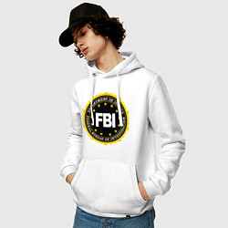 Толстовка-худи хлопковая мужская FBI Departament, цвет: белый — фото 2