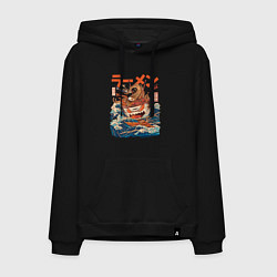Толстовка-худи хлопковая мужская Great Ramen: Kanagawa, цвет: черный