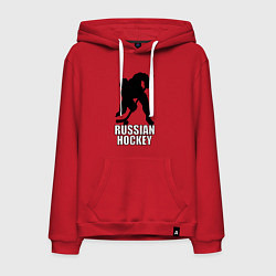 Толстовка-худи хлопковая мужская Russian Black Hockey, цвет: красный