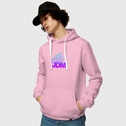 Толстовка-худи хлопковая мужская JDM, цвет: светло-розовый — фото 2