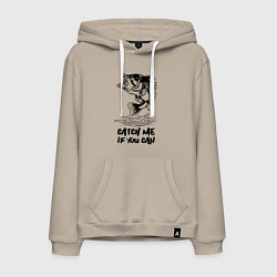 Толстовка-худи хлопковая мужская Catch me if you can, цвет: миндальный