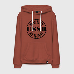 Толстовка-худи хлопковая мужская Made in USSR, цвет: кирпичный