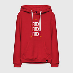 Толстовка-худи хлопковая мужская Box box box, цвет: красный
