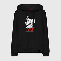Толстовка-худи хлопковая мужская Muhammad Ali, цвет: черный