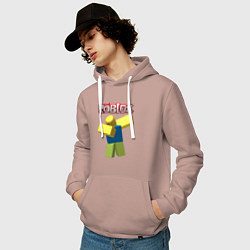 Толстовка-худи хлопковая мужская Roblox Dab, цвет: пыльно-розовый — фото 2