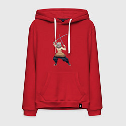 Толстовка-худи хлопковая мужская KIMETSU NO YAIBA, цвет: красный