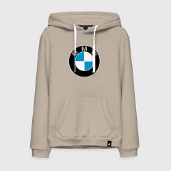 Толстовка-худи хлопковая мужская BMW, цвет: миндальный