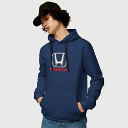 Толстовка-худи хлопковая мужская HONDA, цвет: тёмно-синий — фото 2