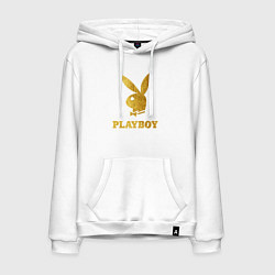 Толстовка-худи хлопковая мужская PLAYBOY GOLD, цвет: белый