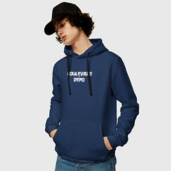 Толстовка-худи хлопковая мужская Logo boulevard depo, цвет: тёмно-синий — фото 2