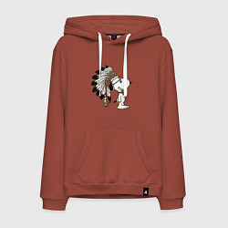 Толстовка-худи хлопковая мужская Snoopy, цвет: кирпичный