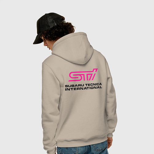 Мужская толстовка-худи SUBARU STI спина Z / Миндальный – фото 4