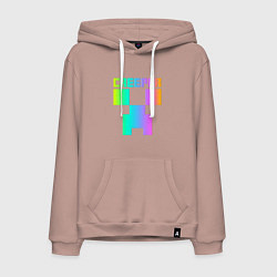 Толстовка-худи хлопковая мужская MINECRAFT CREEPER, цвет: пыльно-розовый