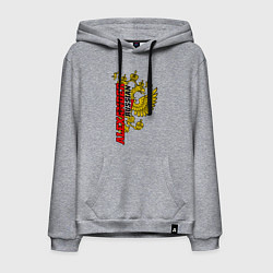 Толстовка-худи хлопковая мужская Александр золотой герб РФ, цвет: меланж