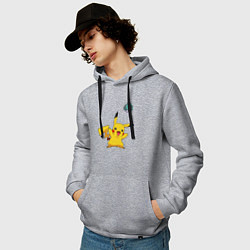 Толстовка-худи хлопковая мужская Pokemon pikachu 1, цвет: меланж — фото 2