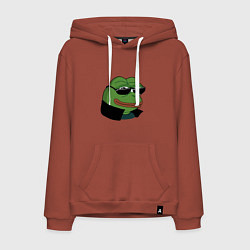 Толстовка-худи хлопковая мужская Pepe в очках EZ, цвет: кирпичный