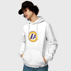 Толстовка-худи хлопковая мужская LA Lakers, цвет: белый — фото 2