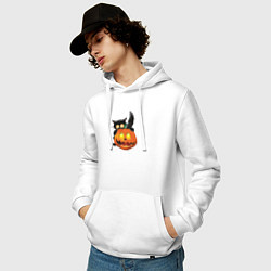 Толстовка-худи хлопковая мужская Хеллоуин, цвет: белый — фото 2