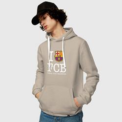 Толстовка-худи хлопковая мужская Barcelona FC, цвет: миндальный — фото 2