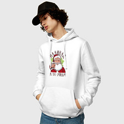 Толстовка-худи хлопковая мужская Дед мороз, цвет: белый — фото 2