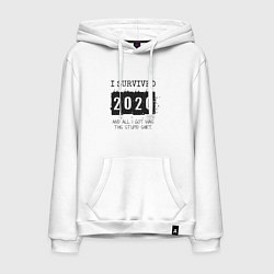 Толстовка-худи хлопковая мужская 2020 - я выжил, цвет: белый