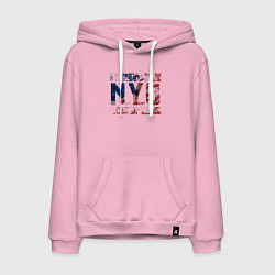 Толстовка-худи хлопковая мужская Нью-Йорк Сити, цвет: светло-розовый