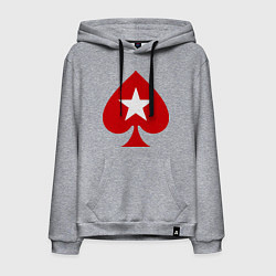 Толстовка-худи хлопковая мужская Покер Пики Poker Stars, цвет: меланж
