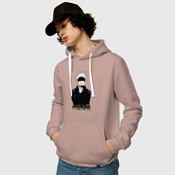 Толстовка-худи хлопковая мужская Jujutsu Kaisen - Satoru Gojou, цвет: пыльно-розовый — фото 2